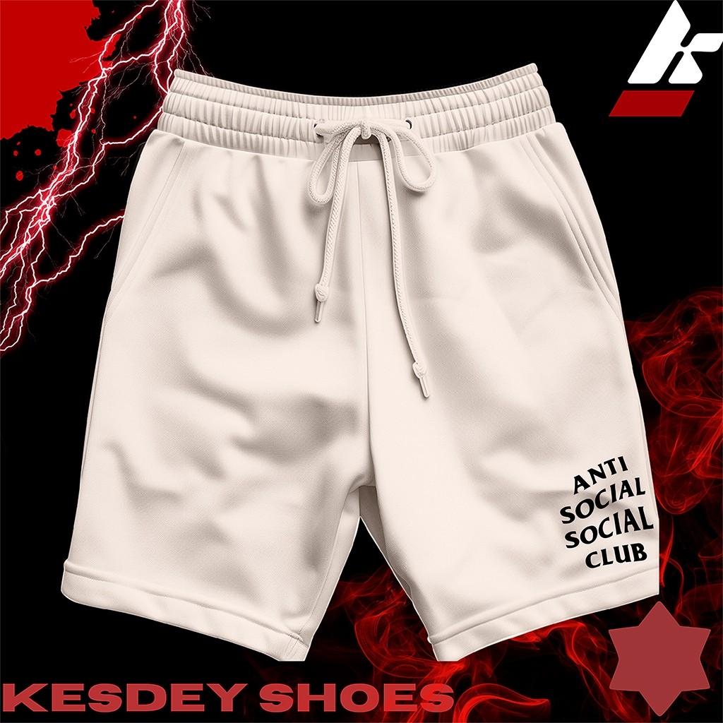Shorts Masculina Bermuda Estilo Mauricinho Leve Slim com Bolso Lateral Estampa ANTI SOCIAL CLUB