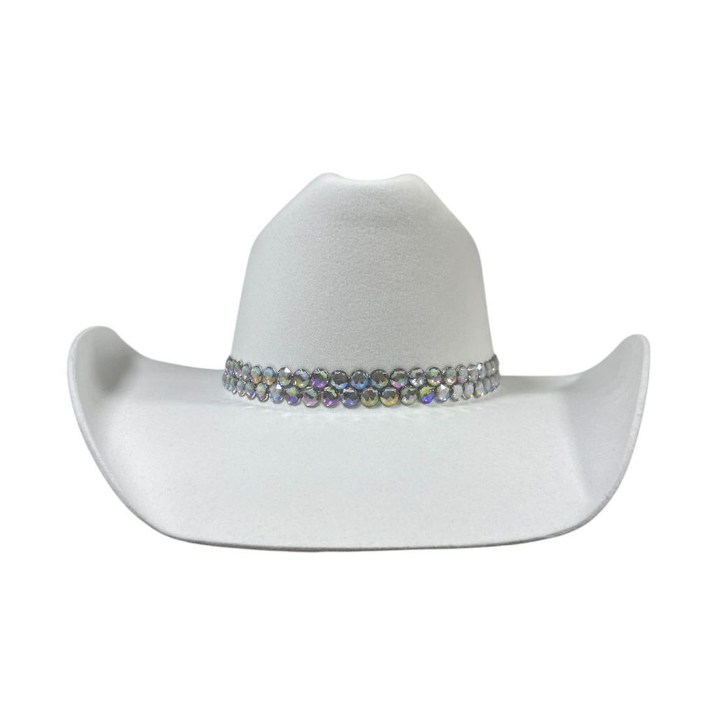 Chapeu Country Branco Americano Feminino Mulher Boiadeira Texas Com Stress Chaton Pedrarias Barretos Festa Casamento