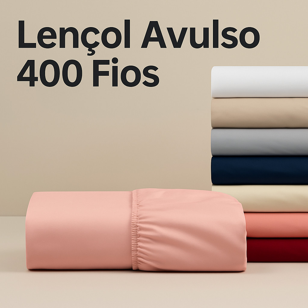Lençol Com Elásticos Avulso 400Fios Micropercal Poliéster Toque Macio com Elástico Diversos Tamanhos