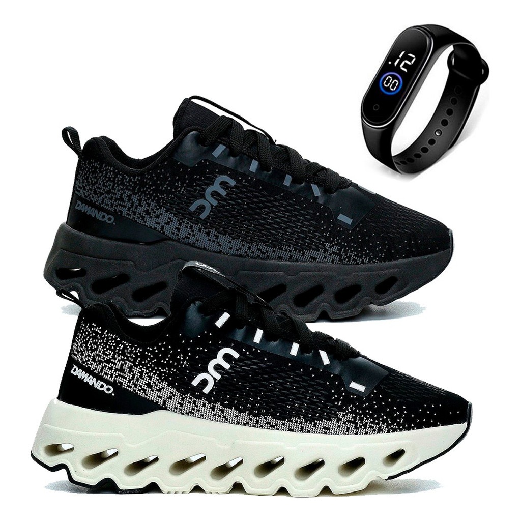 Kit 2 Pares Tênis Masculino Academia Corrida Alta Performance Damando SprintMax +Relogio