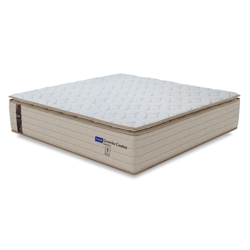 Colchão King Probel Molas Ensacadas Pillow Top 193x203x30cm Guarda Costas Genova Branco/Bege em Oferta na Shopee