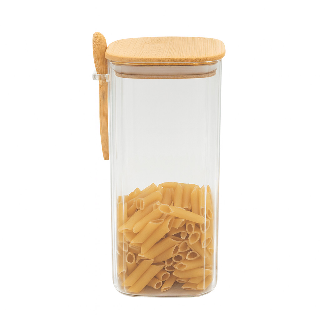 Pote de Vidro Hermético Borossilicato Transparente Canelado C/Colher 1300ml Mantimentos Cozinha