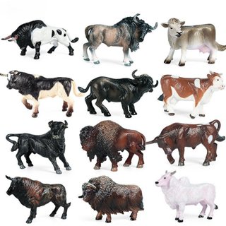 4 Pçs/Set Vaca De Brinquedo Realista Conjunto De Estatuetas De Búfalo De Touro De Vaca De Plástico em Oferta na Shopee