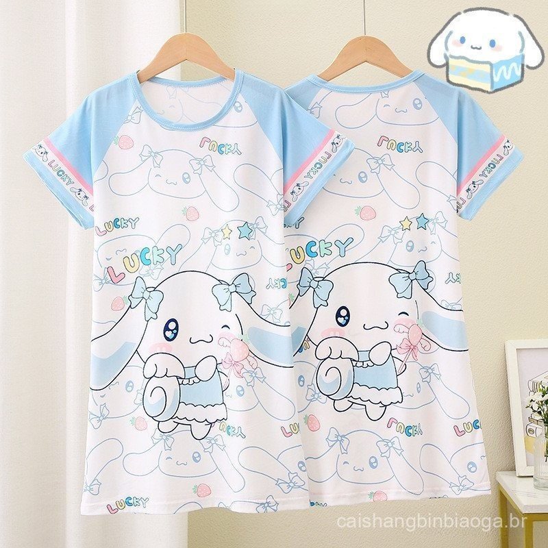 Camisola Infantil Sanrio Cinnamoroll Pijamas de Verão para Meninas Conjunto de Roupa de Casa de Manga Curta [CHUVA] em Oferta na Shopee