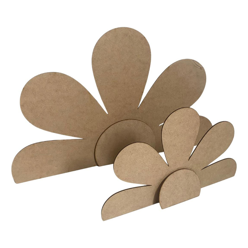 Kit 2 Painel Flor De Margarida Em Mdf Cru Festa Jardim