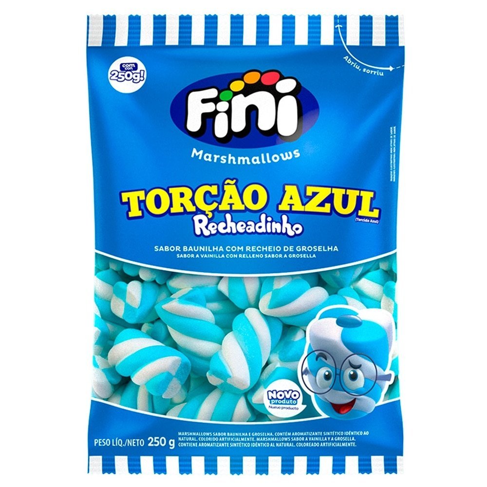 Marshmallow Fini Torção Azul Recheadinho 250g