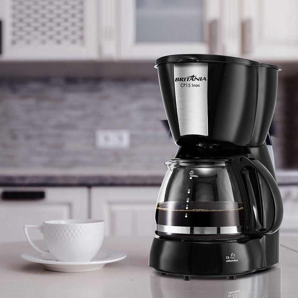 Cafeteira Britânia CP15 Vidro Preto Com Inox 110V — imagem 2 de 2