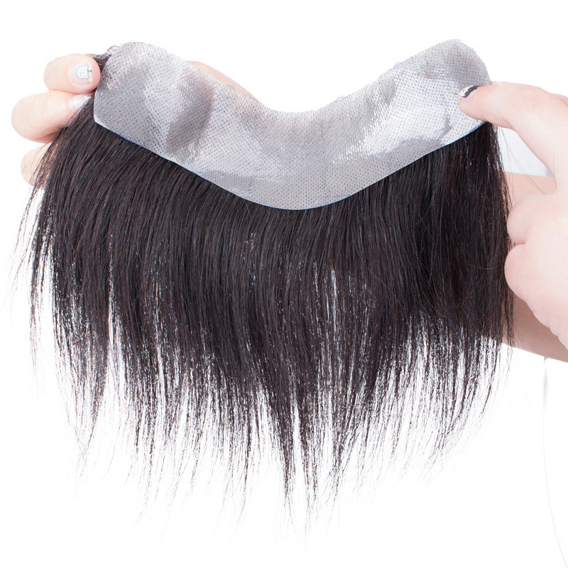 Linha de cabelo peruca masculina peruca adesivo testa peça de substituição cabelo Real completo mão-tecido biológico cou