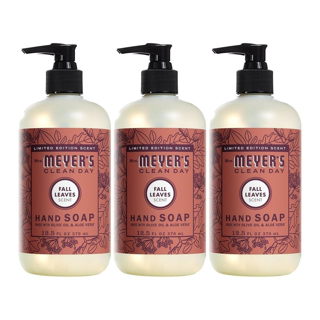 Sabonete Líquido para Mãos Mrs. MEYER'S CLEAN DAY, Aroma de Folhas de Outono, 12,5 fl oz (Pacote de 3)