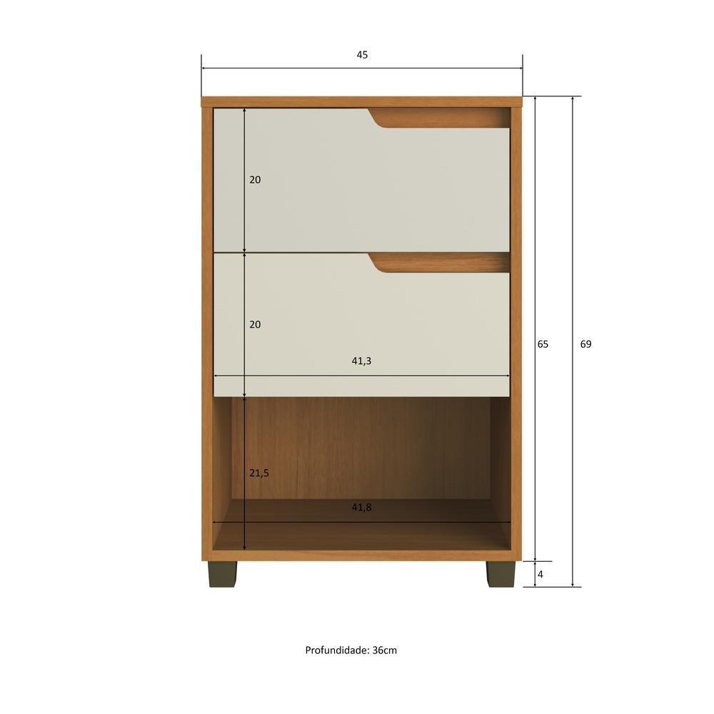 Casamia Mesa de Cabeceira Off White e Nature 2 Gavetas Toledo 100% MDF 69x45 Cm · foto 2