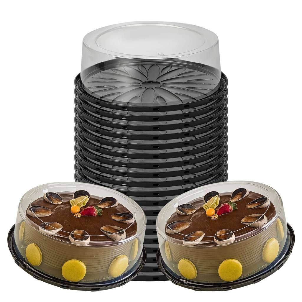 Embalagem Para Bolo Torta G60ct Kit 50 Un Pet Bandeja Preta