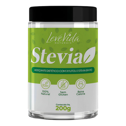 Adoçante Stévia 100% Natural Leve Vida 200g Zero Açúcar Dietético Sem Glúten em Oferta na Shopee