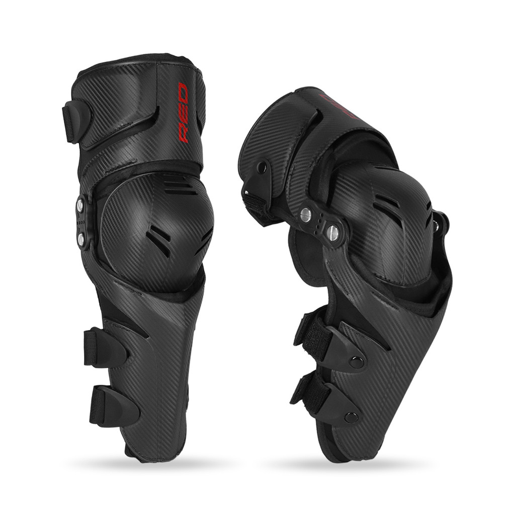 Joelheira Articulada Evo Red Dragon Reforçada C/ Ajuste Personalizado Preto Carbono