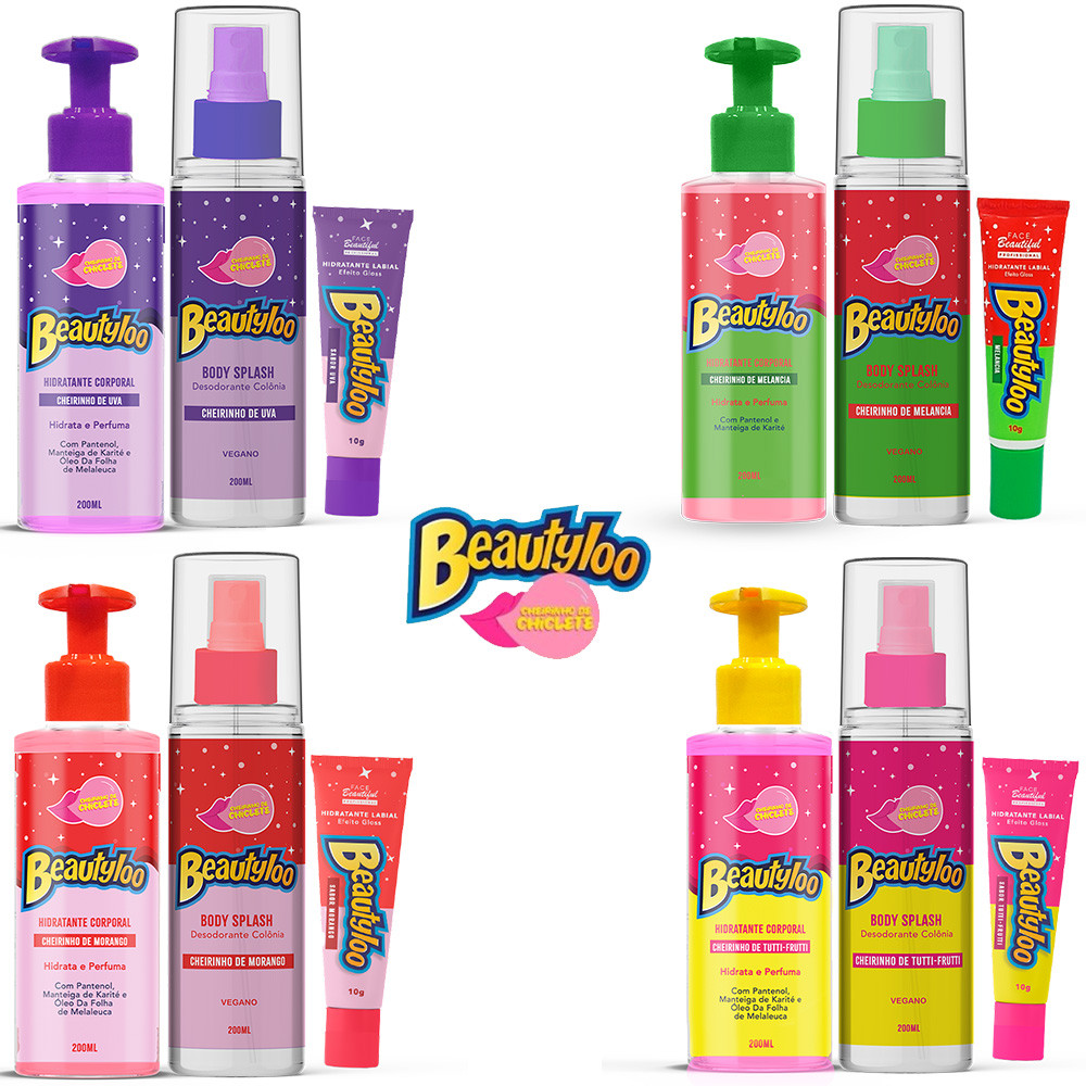 Kit Rotina Pessoal Hidratante Corporal Body Splash e Hidratante labial Beautyloo Face Beautiful em Oferta na Shopee