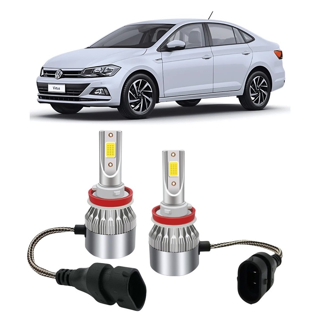 Par Lampada Super LED Farol de Milha Polo Virtus 2017 a 2020 6000k
