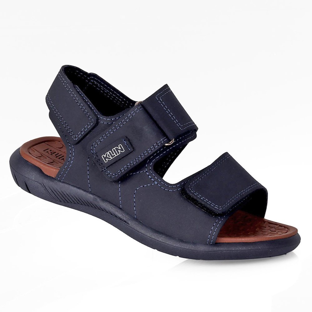 Sandália Papete Infantil Klin Menino Original Confortável Anatômica Velcro Azul Marinho Calce Fácil
