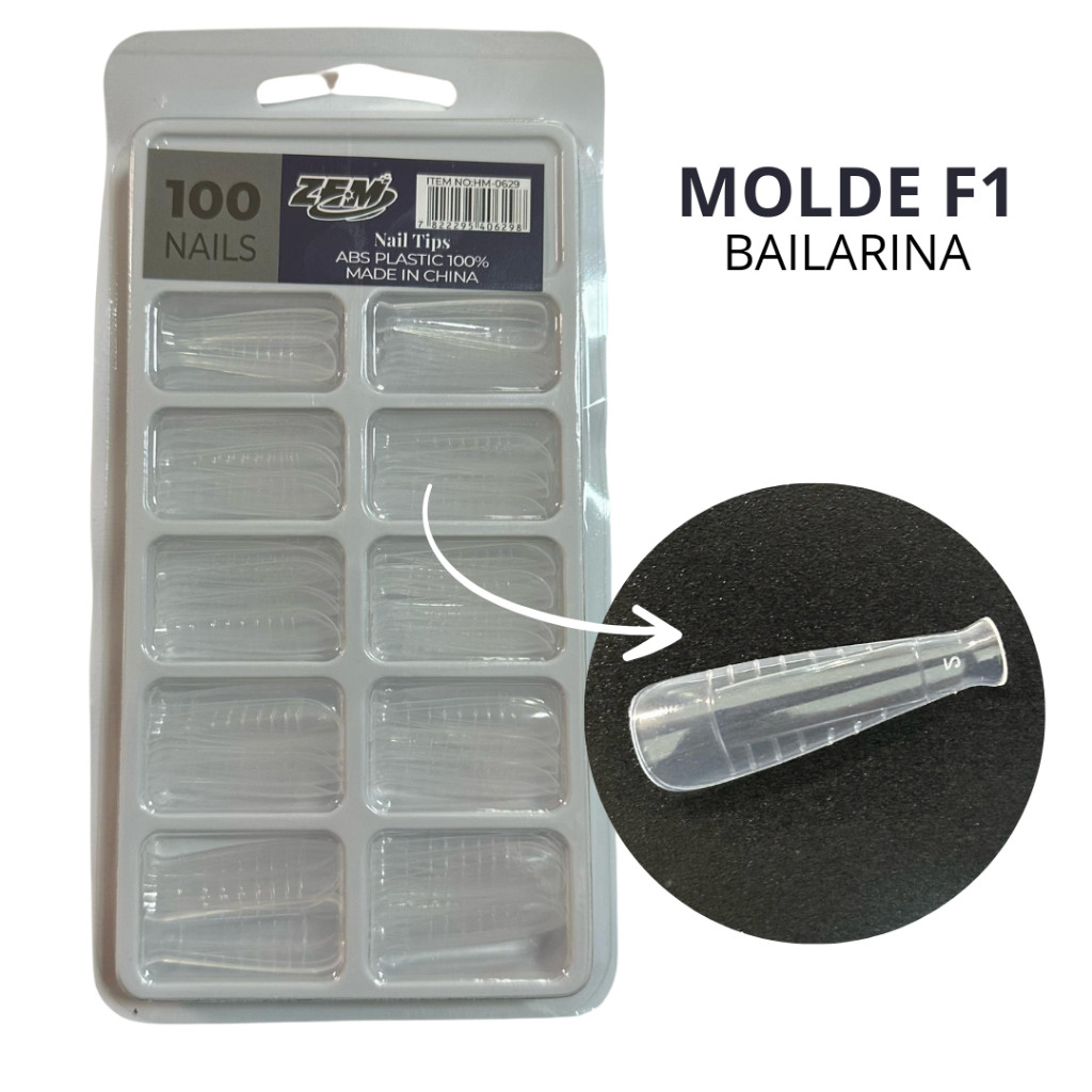 Molde F1 Bailarina100 Peças Com Ponta Para Unhas em Gel. em Oferta na Shopee