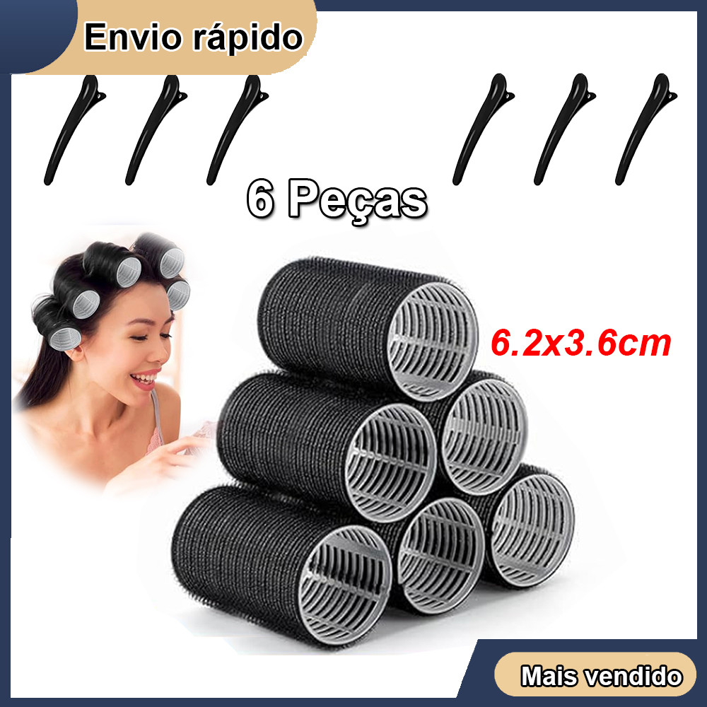 6 Pçs Bob Para Cabelo Auto Aderente Modelador Cachos Penteado 6.2x3.6cm