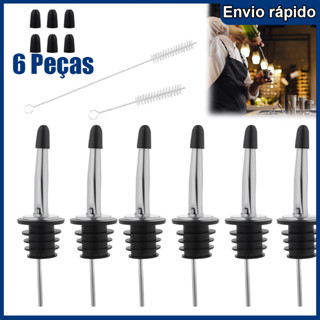 Kit 6 Bicos Dosador Inox Biqueira Bartender Garrafa Tequila Whisky Barman Drinks em Oferta na Shopee