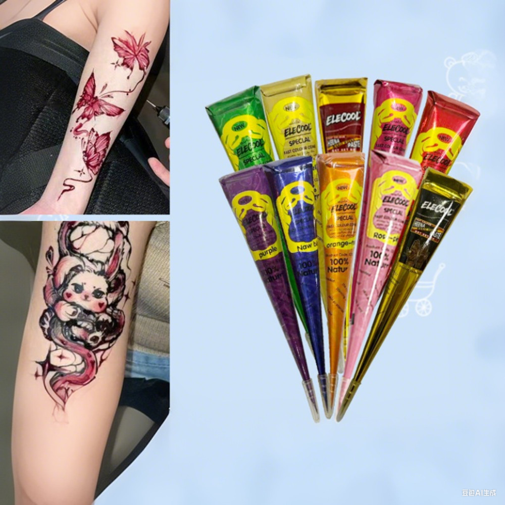 Pasta De Tatuagem De Henna Desenhada À Mão , Cor Escura , Cones Indianos Temporários Para Corporal , Pintura Especial De