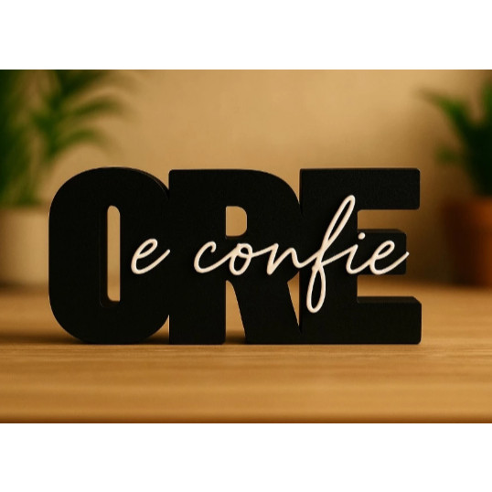 Letreiro Decoração Frase "ORE E CONFIE"  Objeto Decorativo Moderno para Mesa, Quarto ou Escritório Presente Criativo em Oferta na Shopee