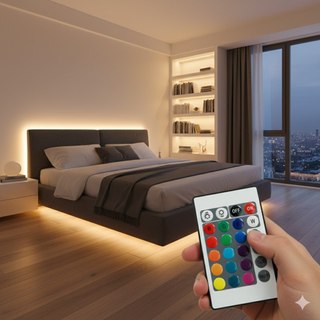 Fita LED RGB 5 METROS c/ Controle 3528 60 LED/m IP65 com Revestimento em Silicone Iluminação Decorativa Colorida Luz Led