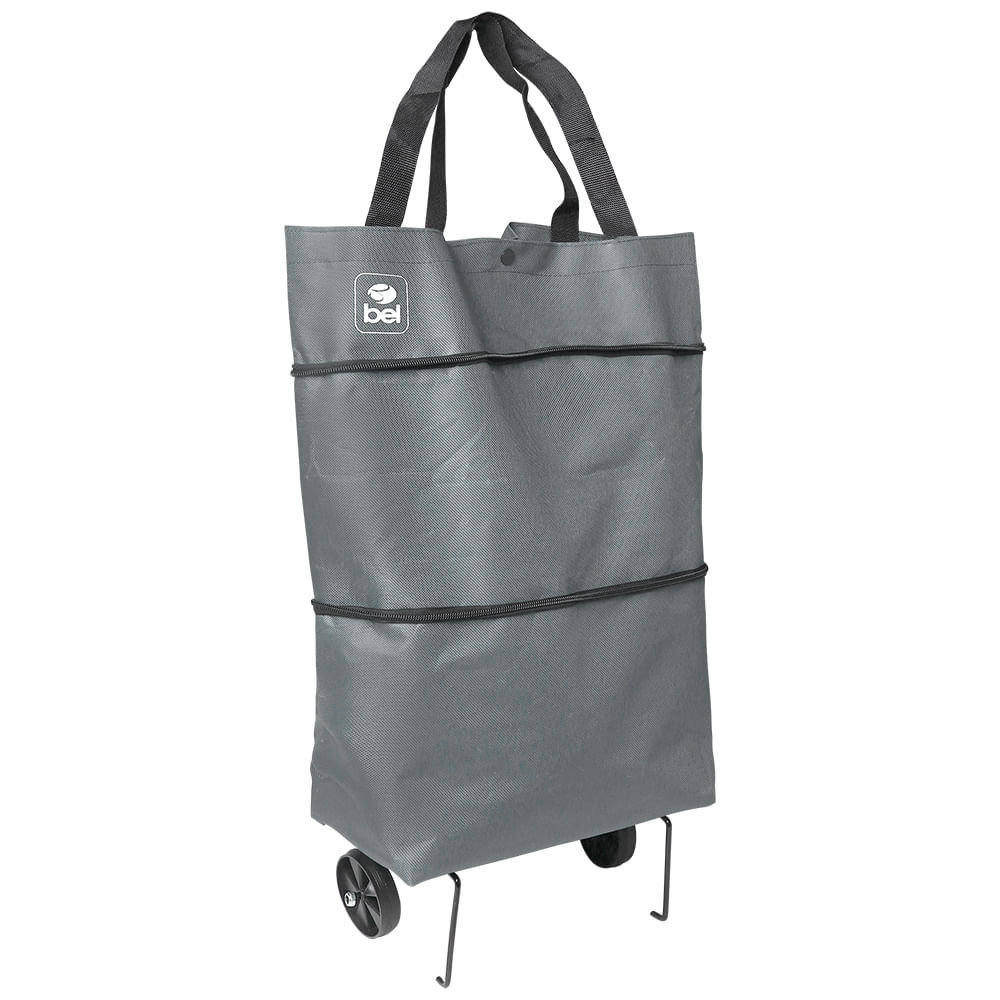 Carrinho Bolsa Sacola Multiuso com Rodinhas Cinza Bel em Oferta na Shopee