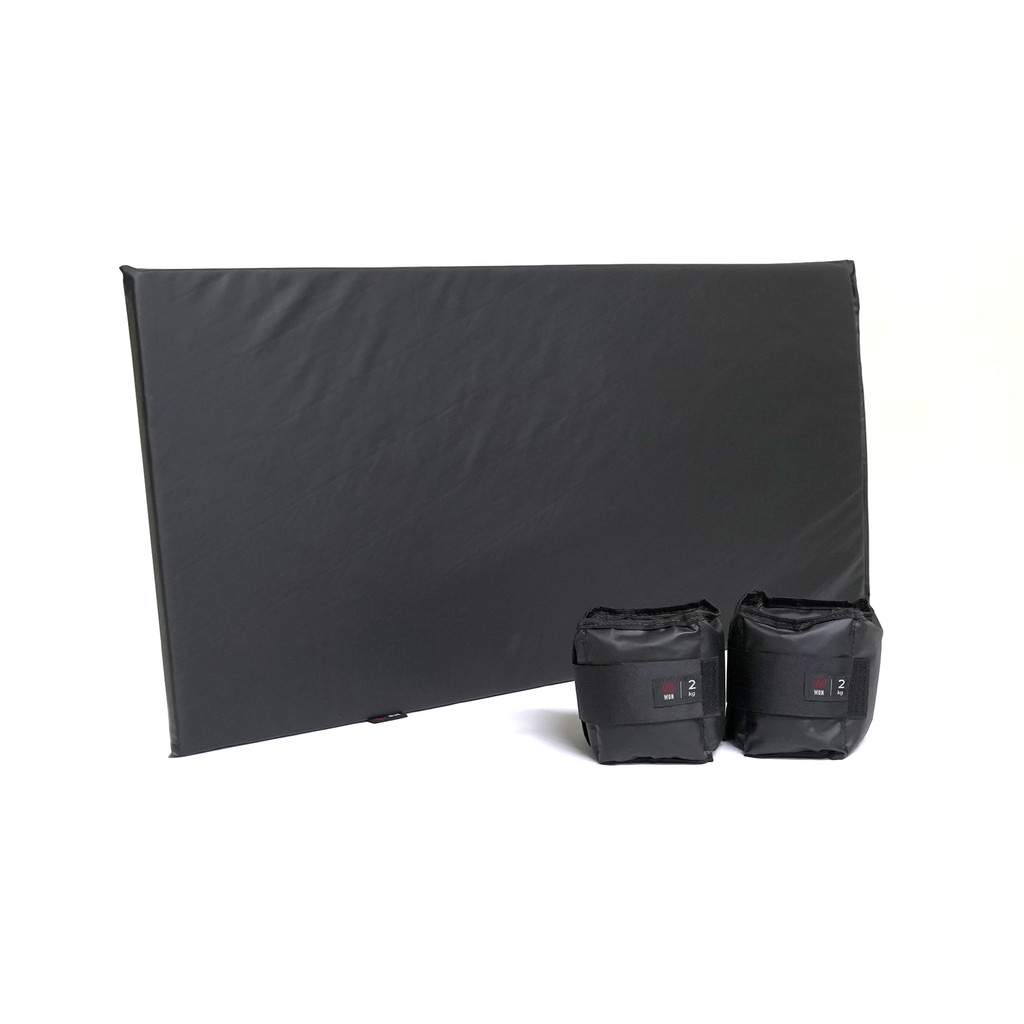 Kit Par Caneleira 2kg + 1 Colchonete Preto 90x42x2 Musculação Ginástica Treino Profissional Academia