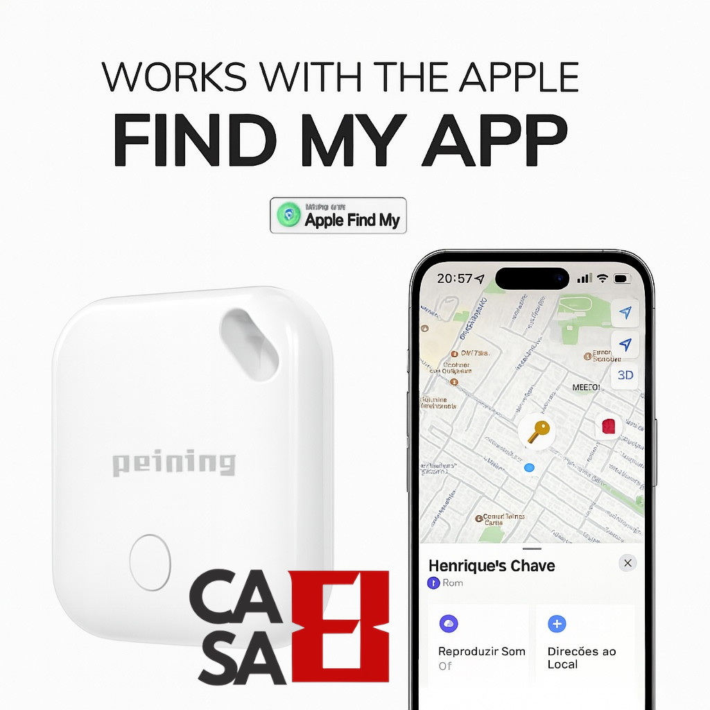 Rastreador de Bagagem ou Pessoa Smart Tag Bluetooth para Chaves Carteira Compatível Apple Peining