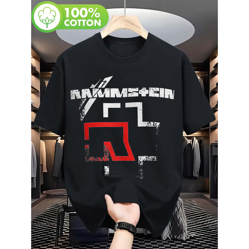 Camiseta Masculina Rammstein Official Logo Vermelho Branco Band Rock Estilosa Poderosa Confortável Concerto