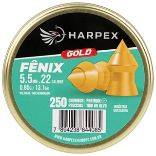 Chumbinho Harpex Fenix Gold Alta Penetração 5.5mm (.22) - 250un em Oferta na Shopee