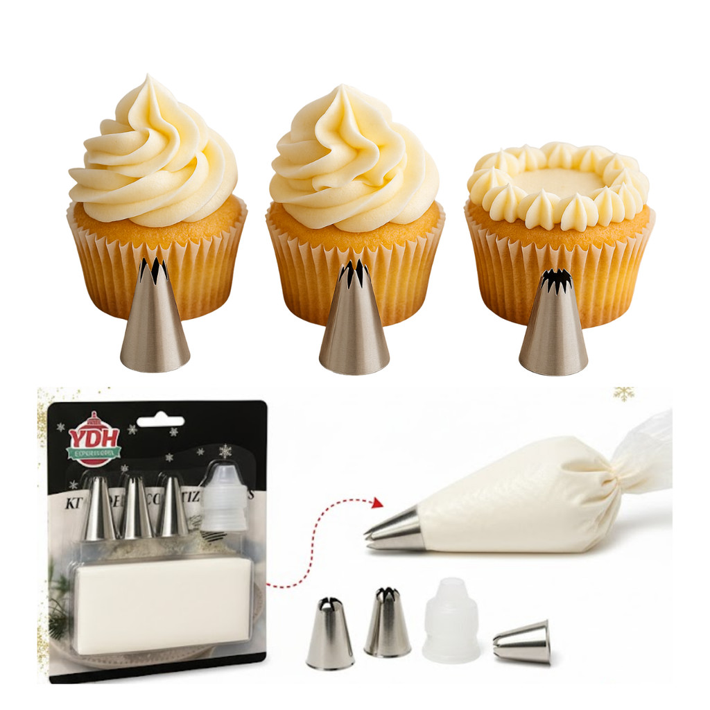 Kit 3 Bicos de Confeitar + Saco de Confeitar – Pitanga Aberta, Pitanga Fechada e Estrela Fina | Envio Imediato