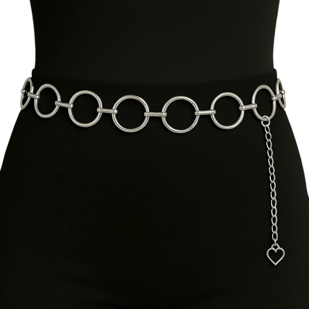 Cinto Feminino Corrente Argola Cintura Prata ou Dourado Tamanho Único Size Moda Luxo — imagem 2 de 2