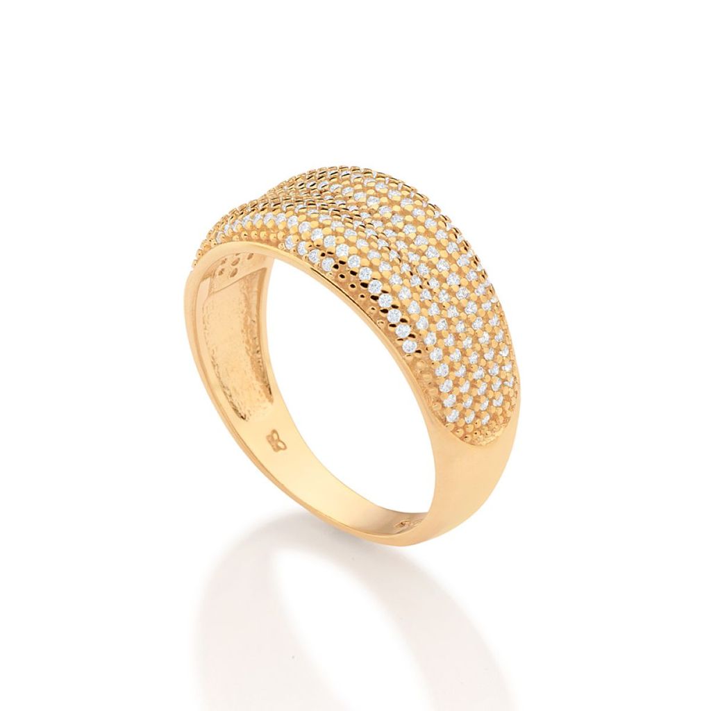 Anel Pave Rommanel Com 200 Zircônias Banhado a ouro 18k