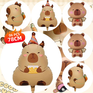 Kit C/ 06 Balão Metalizado Capivara Festa Decoração Enfeite Marrom Capivara- 38CM / 78CM em Oferta na Shopee