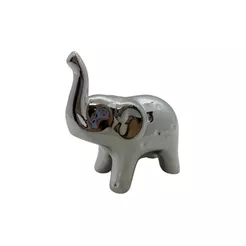 Elefante Decorativo de Cerâmica - Prata - 7x7cm - 1 unidade - Rizzo