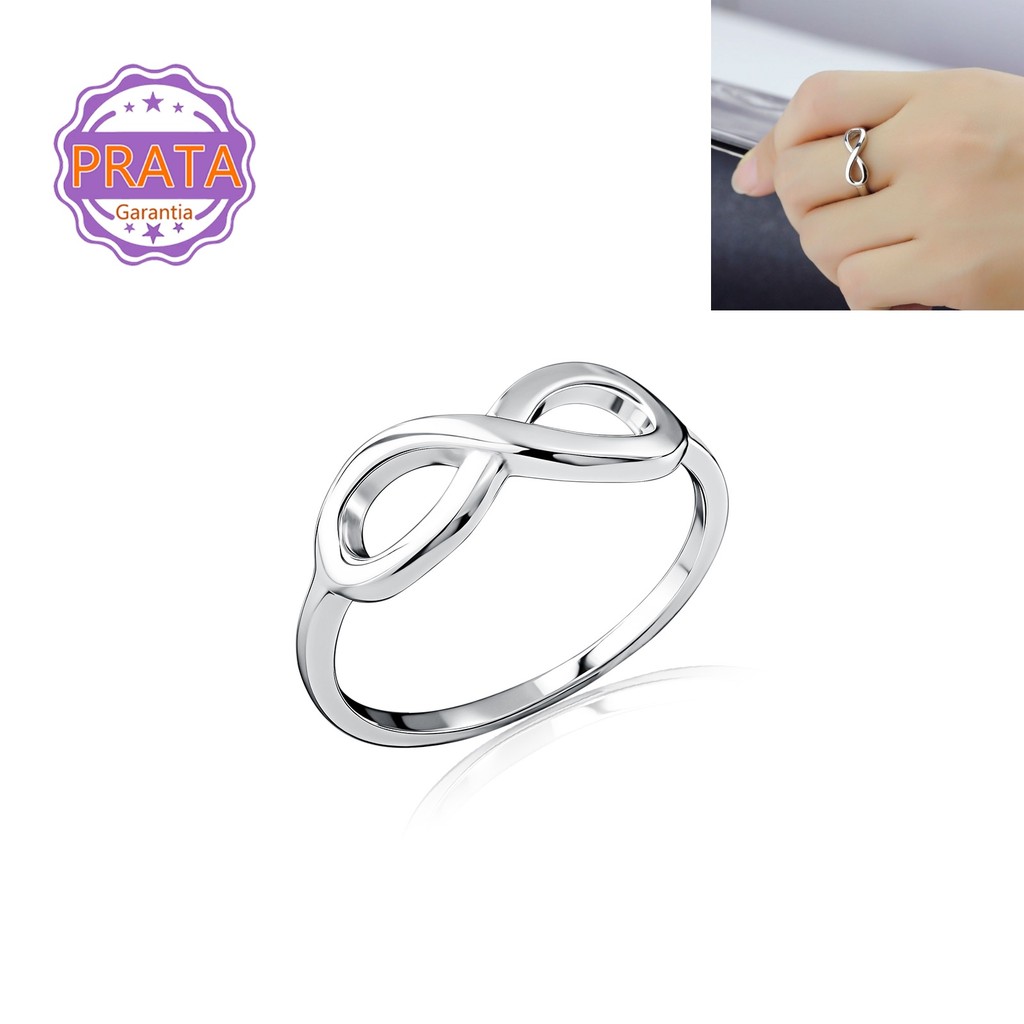 Anel Infinito Prata 925 Legitima Vazado Feminino em Oferta na Shopee