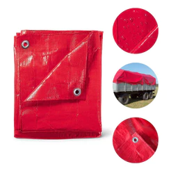 Lona Vermelha 6×3m Polietileno 70g/m² Impermeável Ideal Para Cobertura Camping Reforma Cargas Caminhão