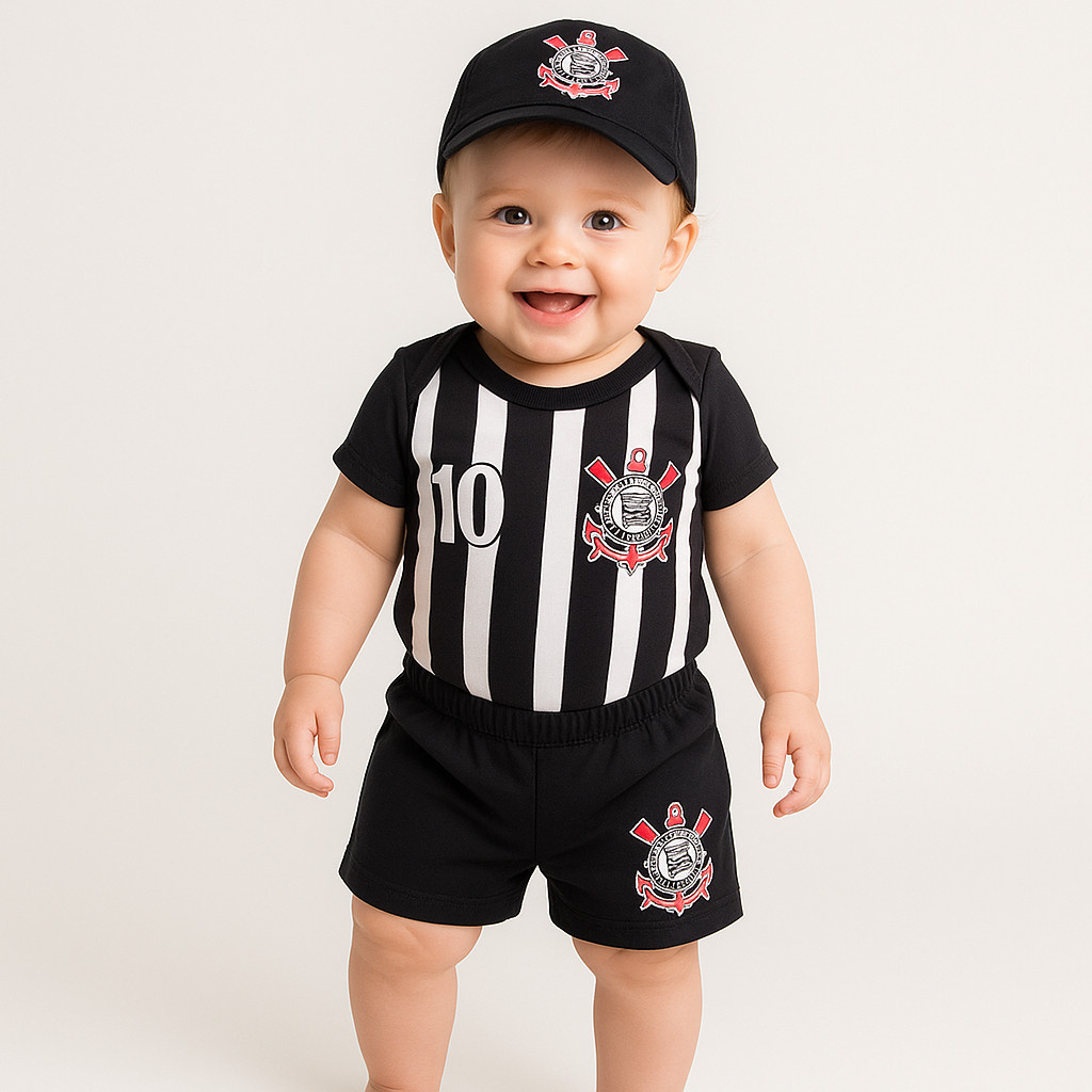 Conjunto uniforme Body Corinthians Uniforme Timão Boné  Mesversário