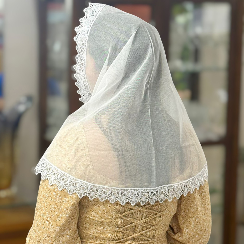 Véu CCB Congregação Cristã Renda Guipir Média Adulto (modelo Telma) em Oferta na Shopee