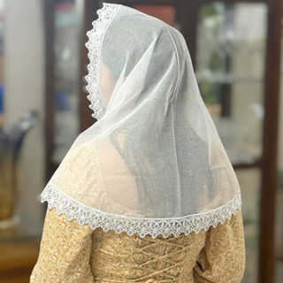 Véu CCB Congregação Cristã Renda Guipir Média Adulto (modelo Telma) em Oferta na Shopee