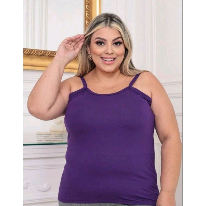 Kit 3 Blusa Regata Plus Size Alcinha Em Malha Suede