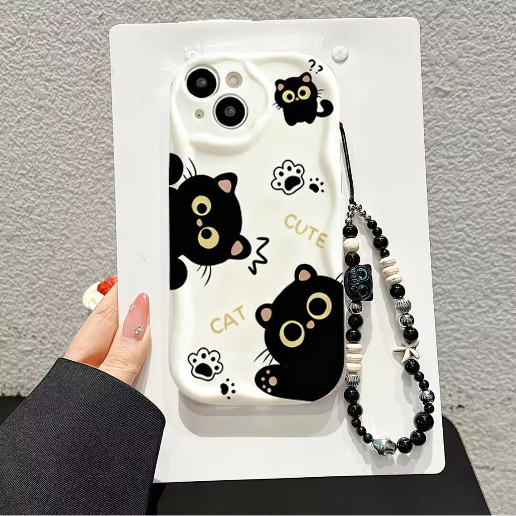 Capa Para Xiaomi Redmi 15 5G Note 14 13 12 Pro 11 Plus 15C 4G A5 14C 13C De Gato Fofo Pulseira De Corrente De Pulso Cord