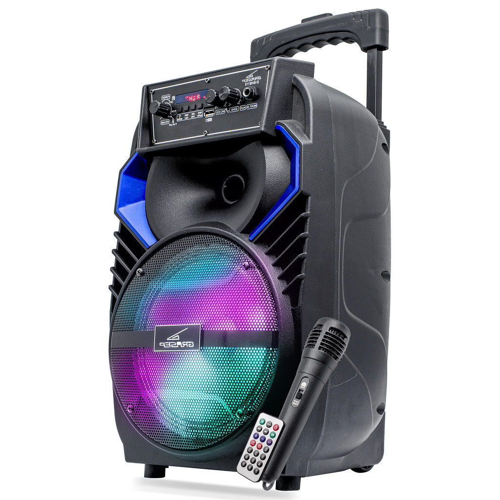 Caixa De Som Bluetooth Karaokê Portátil Rádio Fm Grande Suporte Para Tripé Com Microfone Aux P2 USB Rodinhas