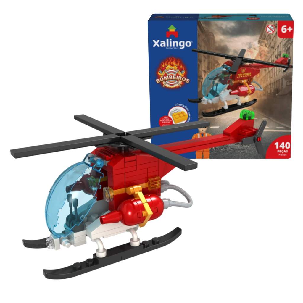 Brinquedo Infantil Blocos de Montar Bombeiros Helicóptero 140 peças Xalingo - 15309 em Oferta na Shopee