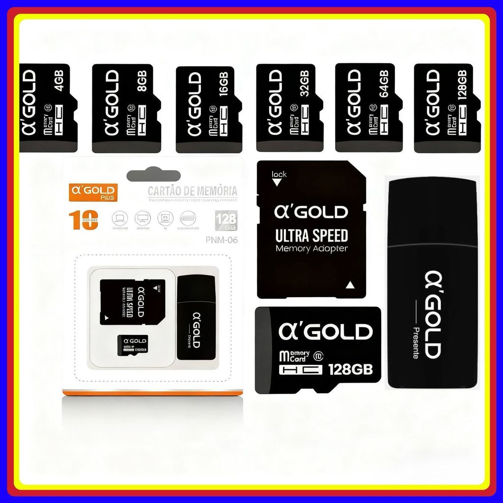 Cartão de Memória Micro SD + Adaptador- 4G 8G 16G 32G 64G 128G Alta Velocidade original A’GOLD em Oferta na Shopee