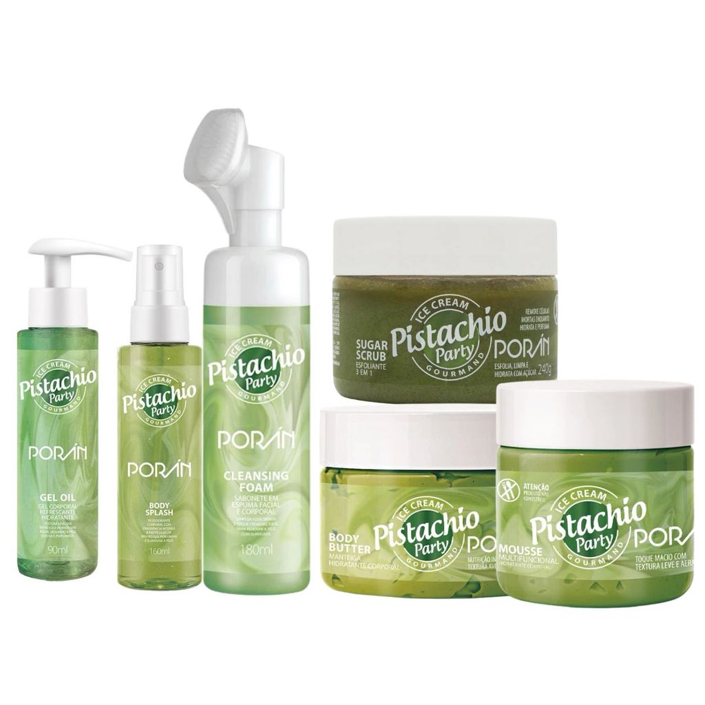 Kit Corporal Pistache Body Splash Cuidados com a pele Pistachio Porán Completo Pós Banho