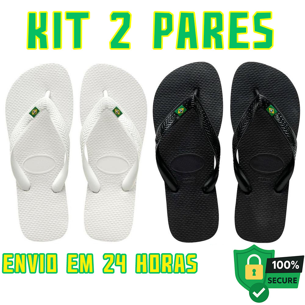 Dois Pares Chinelo Masculino Bandeirinha Havianas Feminina De Dedo