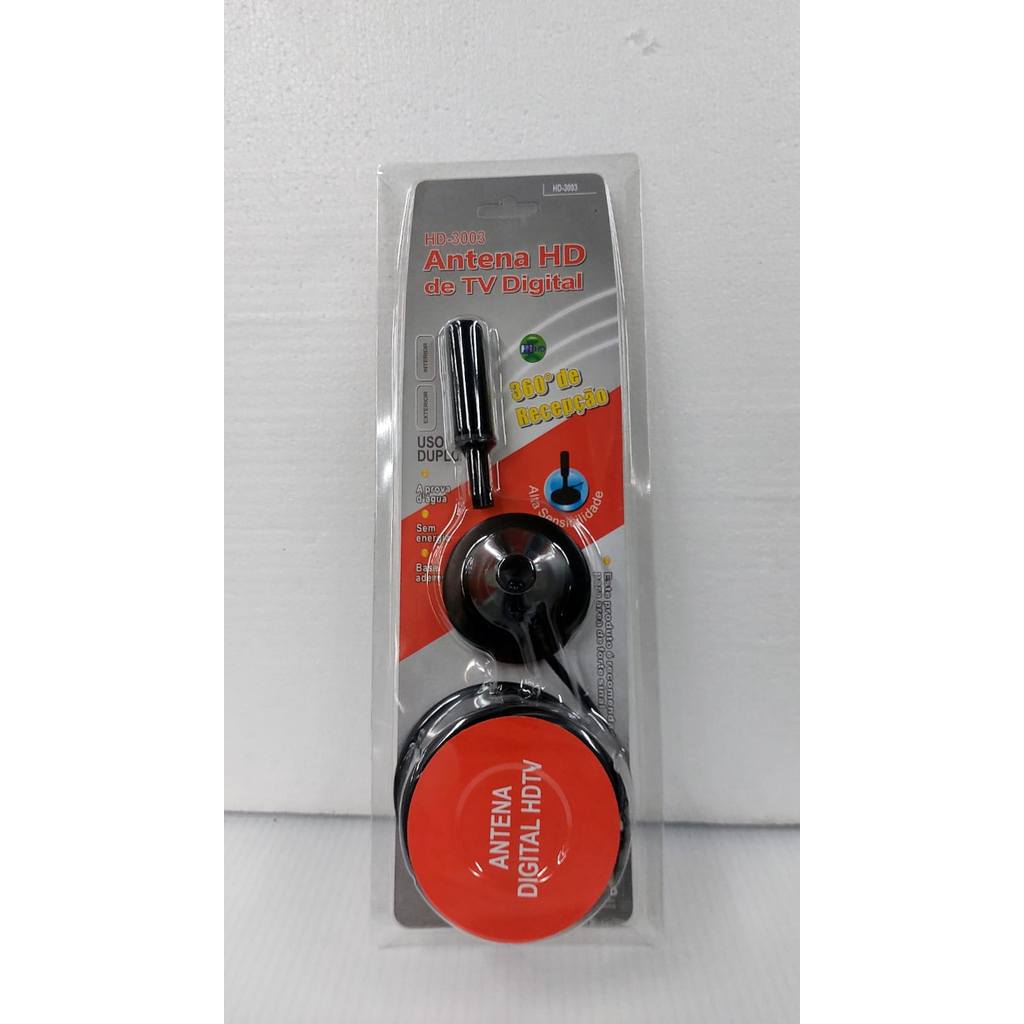 Antena Hd De Tv Digital Interno Externo 5M Cabo 3003