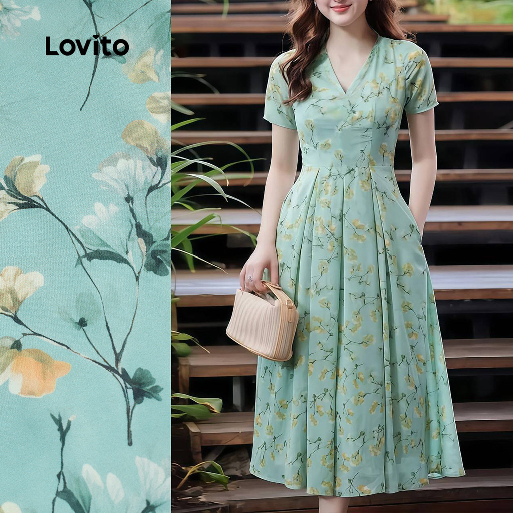 Lovito Vestido Casual De Férias Com Zíper Primavera/verão Para Mulheres L154LD2000